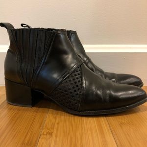 Black leather ankle boots